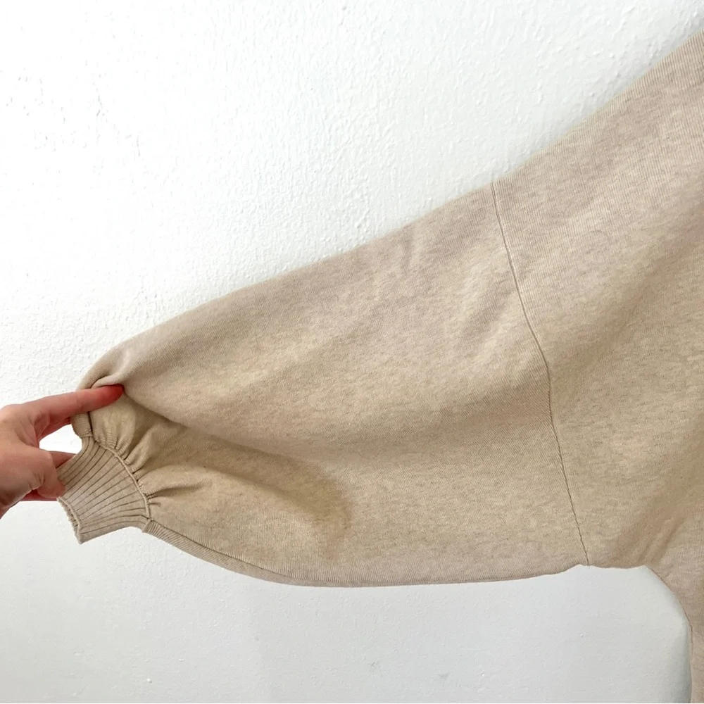 Free People Oversized Cream Sweater Midi Dress with Balloon Sleeves - Picture 4 of 11